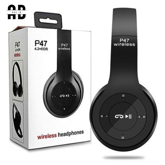 ABS - Headphone Bluetooth P47 Wireless Portable Bluetooth Headset Bass Handfree Earphone