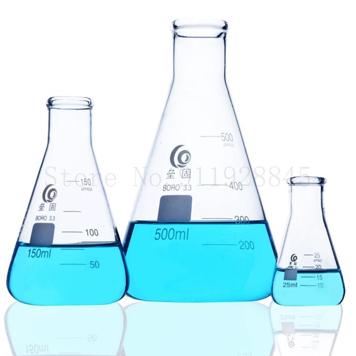 50Ml Hingga 1000Ml Erlenmeyer Labu Kaca Borosilikat Labu Leher Lebar