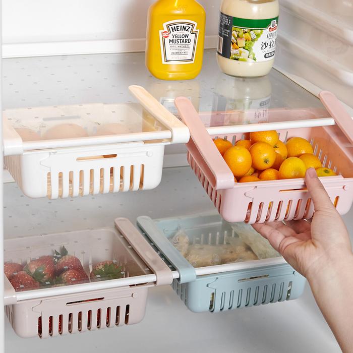 Adjustable Kitchen Fridge Storage Rack Home Organizer Food Container