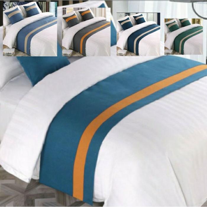 BED RUNNER HOTEL/SELENDANG SPREI HOTEL/BED RUNNER SET BERBINTANG BAHAN KATUN PREMIUM WARNA & UKURAN