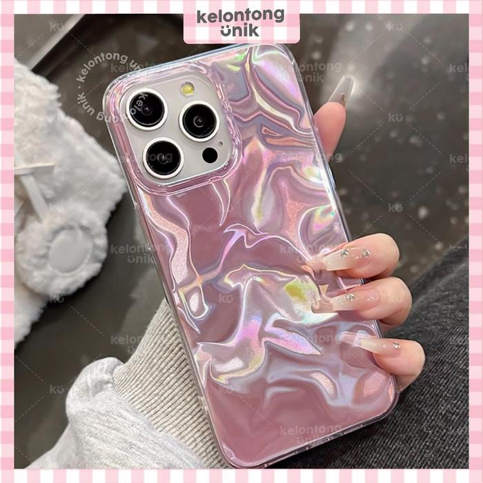KELONTONG UNIK | 𝗚𝗟𝗘𝗡𝗡𝗔 Classy Pink Ombre Hologram Case - Hardcase/ Casing HP for iPhone X XS XR XSM