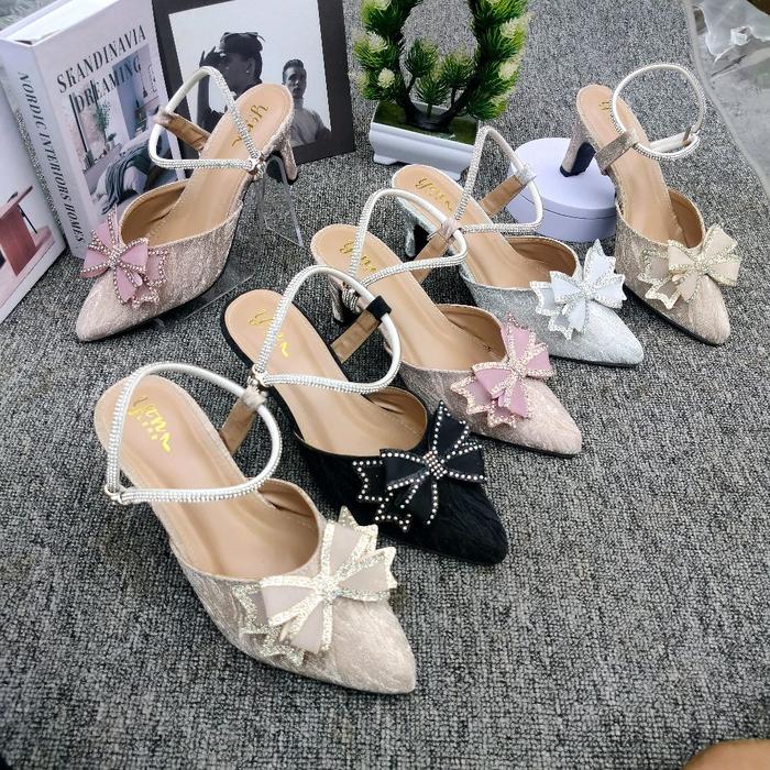 YTN Naura01 Sandal Pesta Wanita Heels Elegan Hak 5cm KD ps04 Kulit Sintetis Non-Slip Sol Empuk Ringa