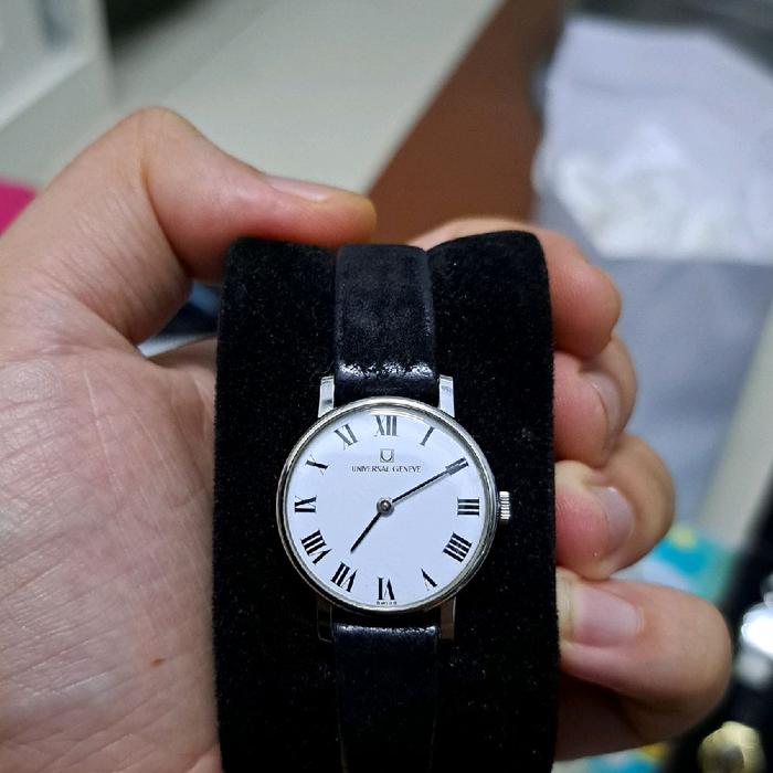 jam tangan universal geneve ladies dial roman indeks ceramic swiss movement manual winding / automat