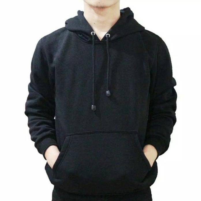 Sweater oblong tebal SWITER POLOS SWITTER HODIE Fleece jaket baseball m (45-54kg) hitam abu jaket la
