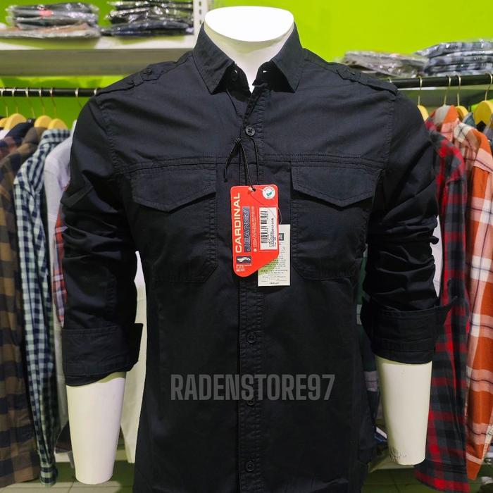 KEMEJA CARDINAL JEANS NEW ART BLACK FULL ORIGINAL Katun
