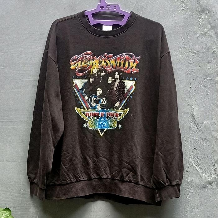 Crewneck Sweater AEROSMITH WORLD TOUR | Rock Band | STEVEN TYLER | Brand HANG TEN | Second Bekas Thr