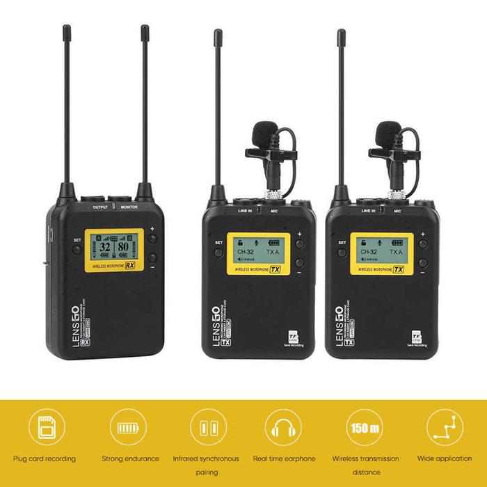 LENSGO LWM 328C Wireless Microphone Professional mobile phone DSLR Camera Lapel Lavalier Mic Transmi