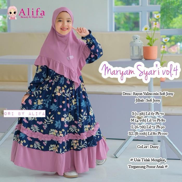 Maryam Kids by Alifa Kids | Dress Anak Perempuan Free Hijab Usia 1-10 tahun