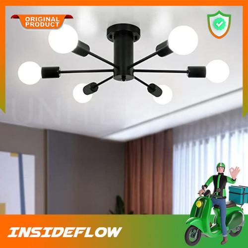 Fitting Lampu Plafon Dekorasi Retro Minimalis Industrial 6 Cabang E27