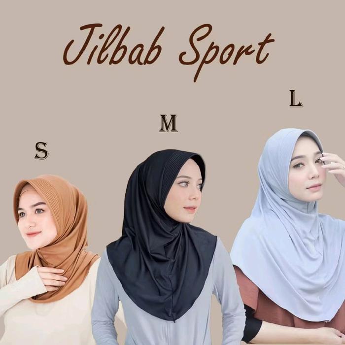 Hijab Jilbab Jersey Kerudung muslim Bergo Instan Panjang Dewasa sport Variasi Serut Pad Nyaman Sport