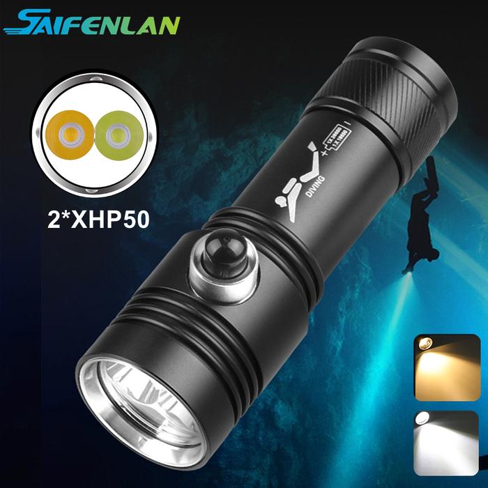 Professional XHP50 Scuba Diving Flashlight Submarine Light 80M