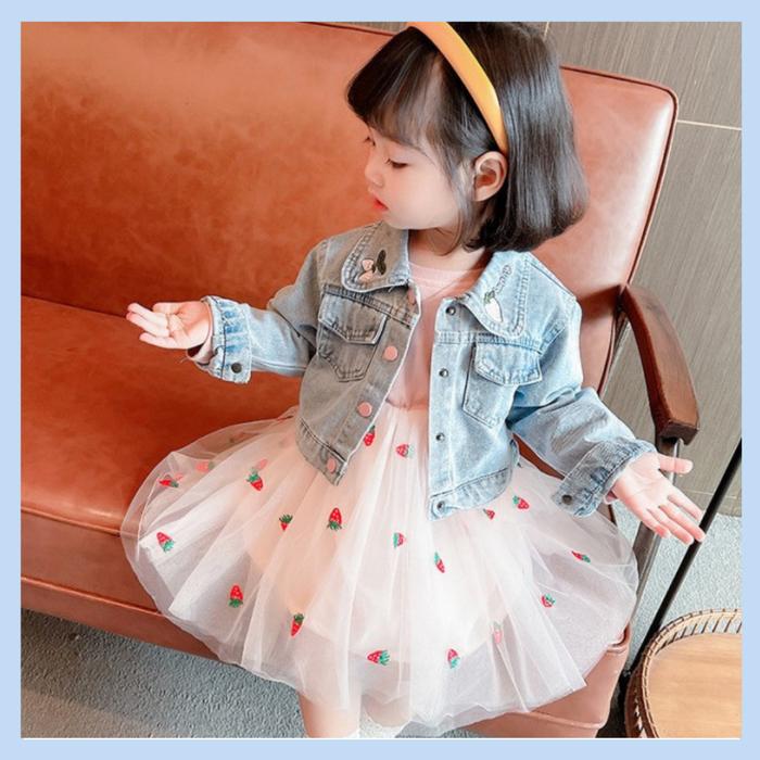 Dress Anak Perempuan 2in1 Denim Tutu Premium