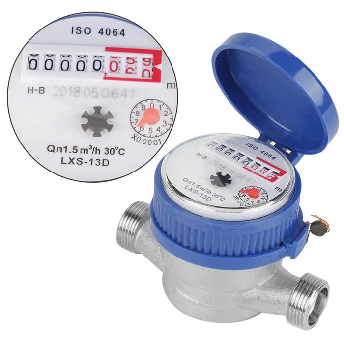 Water Meter 15mm 1/2" Dry Water meter Garden Home Plastic Cold Water