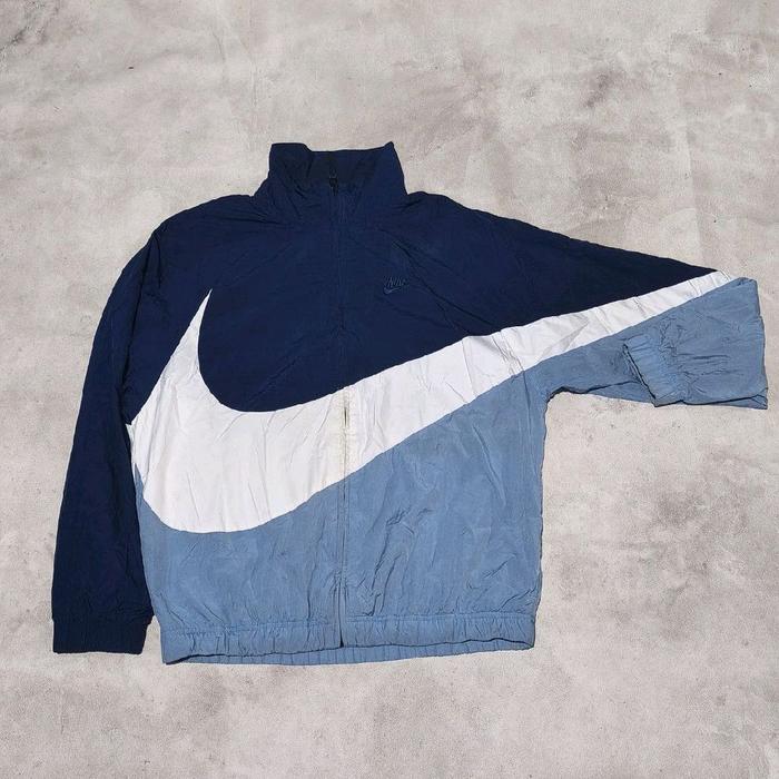 Jaket windbreaker pria Nike big swoosh tri tone bekas