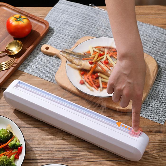 Fixing Foil Cling Film Wrap Dispenser Food Wrap Dispenser Cutter Plastic Sharp Cutter Storage Holder