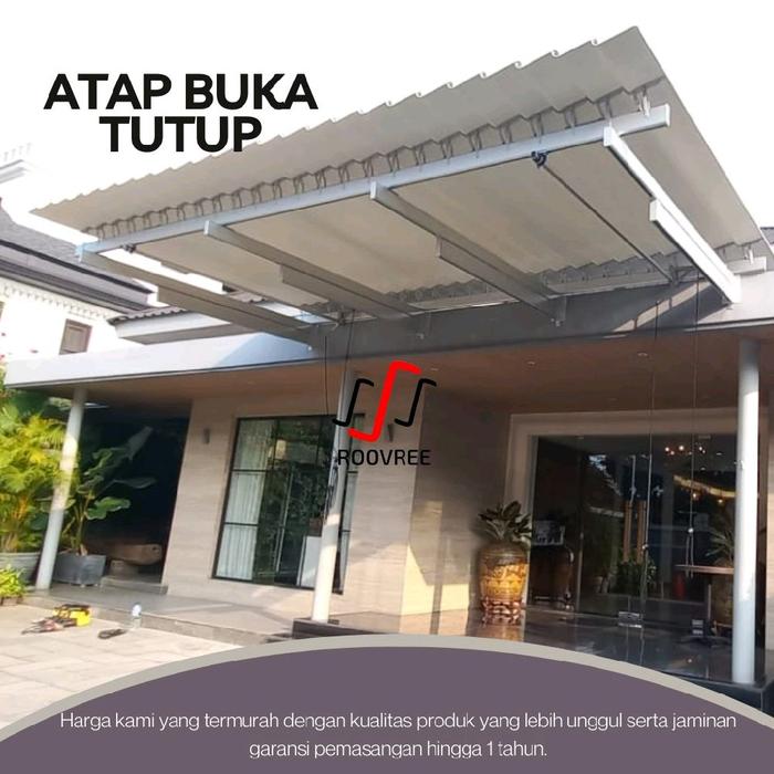 kanopi atap buka tutup otomatis Coklat