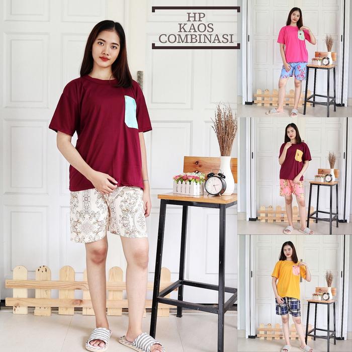 LengkapMurah- IZANY Piyama Dewasa HP / Hotpant Kaos Size L celana pendek Saten Apple