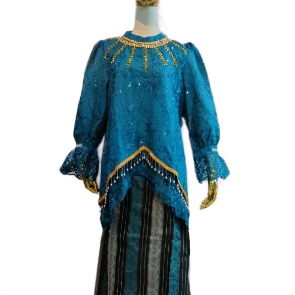 Dress Wanita Baju Bodo Bugis – 1 Set Lengkap Warna Emerald Elegan Kondangan Mewah