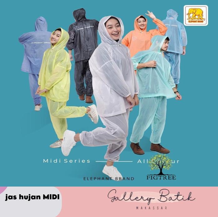 Jas Hujan MIDI Jaket Celana Traveling ElephantBrand Jas Hujan Wanita Pria Makassar Termurah [[Galler