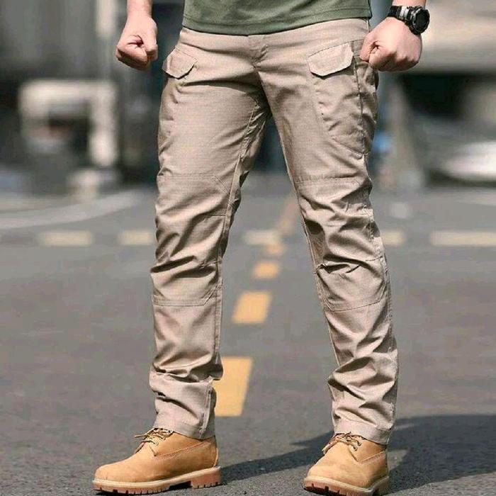 Celana Caergo Tactical Pria Premium Army Black Khaki Grey Cargo Kantong Santai Distro Jogger Loreng 