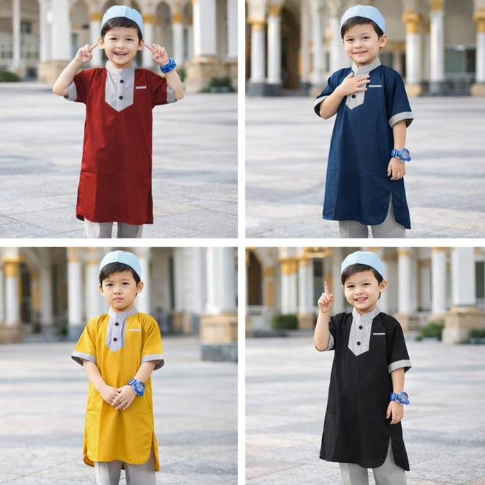 Baju Koko Anak ( Fahri Al Fatih ) Baju Muslim Anak Stylish Gamis Panjang