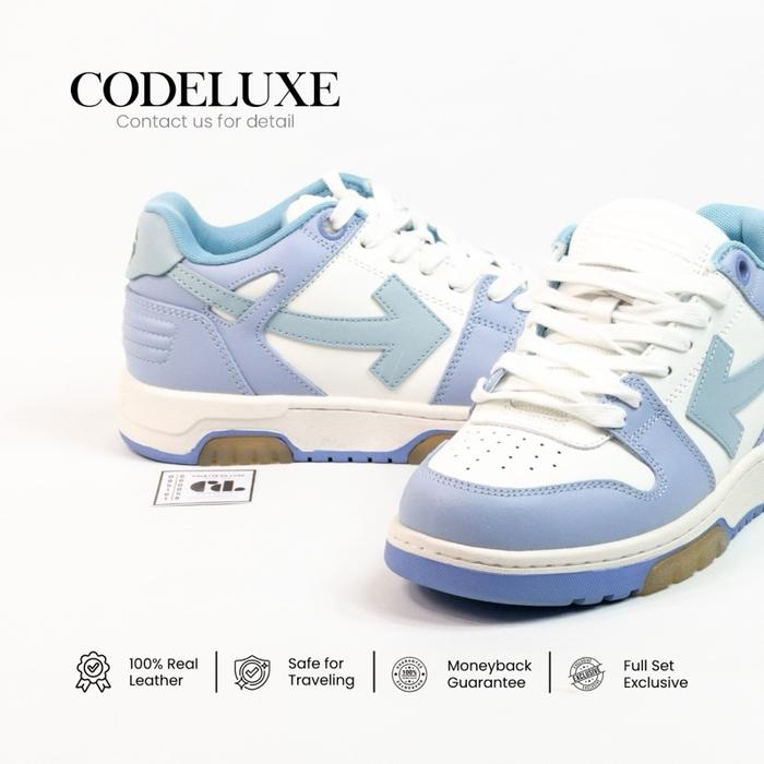 [CODELUXE] Off White Out Off Office Sneakers Leather Blue