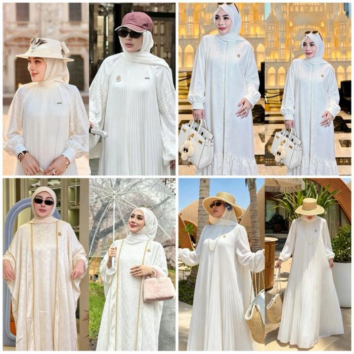 SHELLASAUKIA 50Model Putih ORI GAMIS SUTRA PUTIH HEKTAR LEBARAN DRESS TERBARU ORI AMANAH Artis Karti