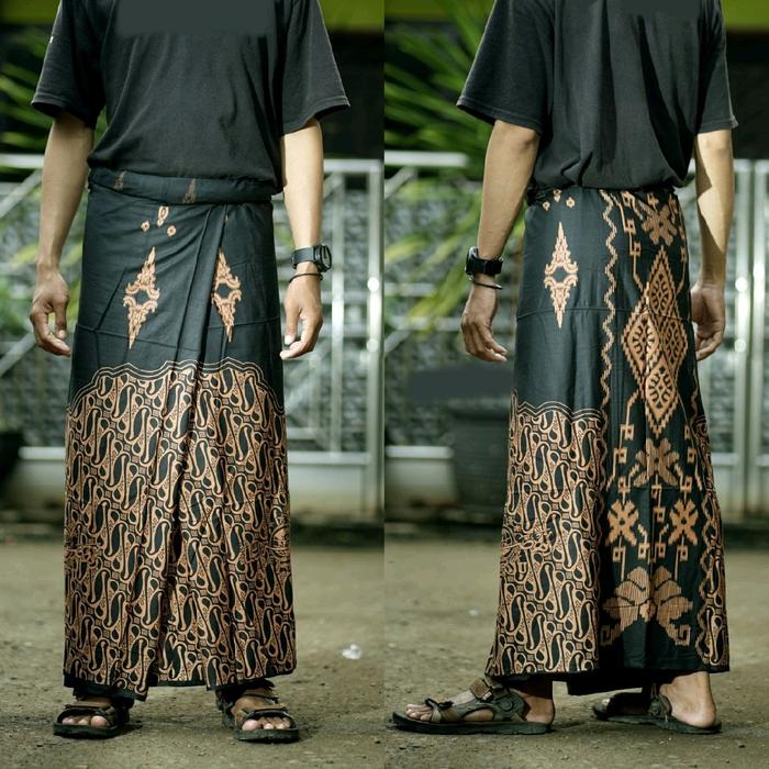 Sarung Batik Pria Kekinian Motif Seno Keling NU Rayon Super Dewasa Santri Muslim Pekalongan Hitam Ka