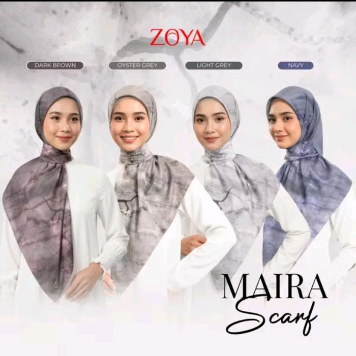 Maira Print Scarf By Zoya - Kerudung Hijab Segiempat Premium Terbaru - Ukuran 115x115 - FAP 50 - Pac