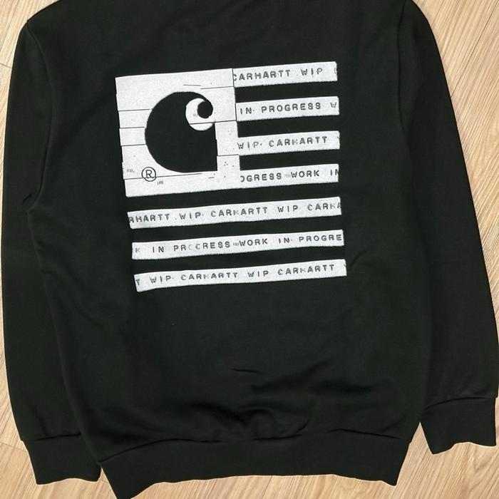 Carhartt wip label state flag sweat dark green