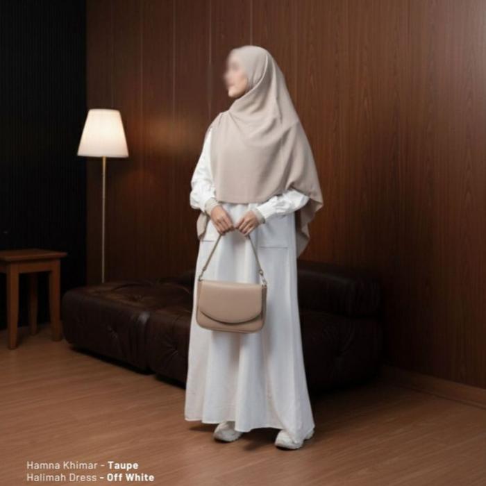 Elmina Halimah Dress Gamis Terbaru 2025 Polos Pastel Raya Collection Simple Minimalis Sage Green Hij