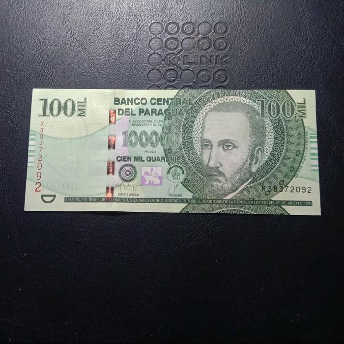 uang koleksi Paraguay 100.000 Guaranies