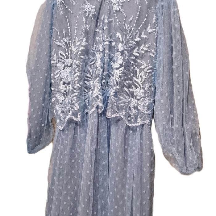 gamis dewasa bahan tutu brukat tile Muslim Wanita Rompi