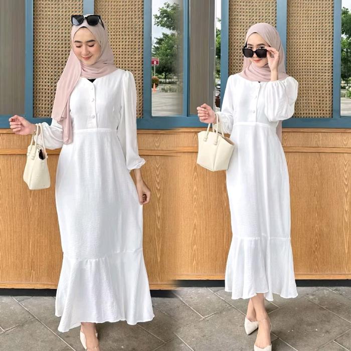 tokomorena - gamis nazwa 2025 mewah elegan // gamis duyung elegan simple // gamis korean style terba