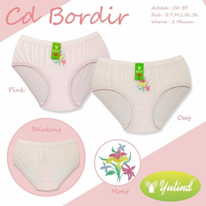 [ 3pc ] CD YUTIND BORDIR | Celana Dalam Wanita Dewasa Karet Kerut Yutind CD Yutind Bordir - Bwr