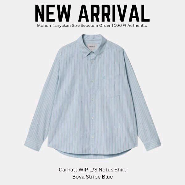 Carhartt WIP L/S Notus Shirt Bova Stripe Blue Kemeja Pria Original 100%