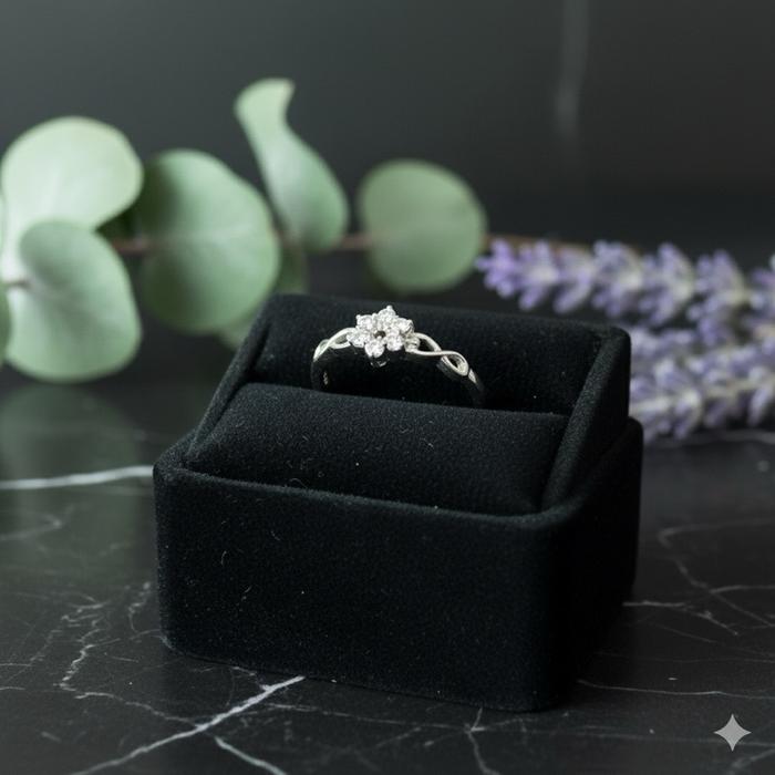 Cincin emas putih model bintang 8K toko mas kedungwaringin