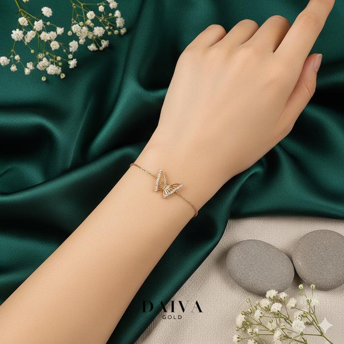 Gelang Emas Asli Ashana Butterfly Kadar 750/17K - Gelang Serut (IB)