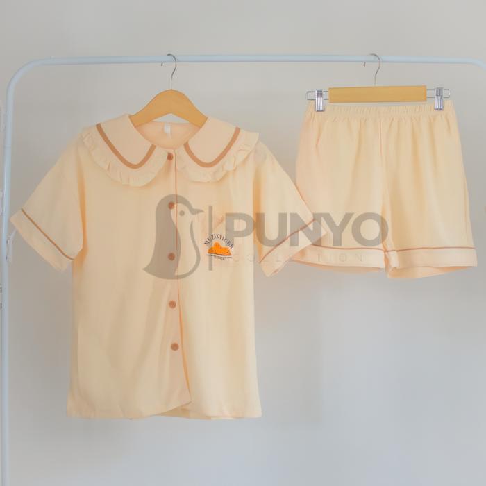 BAJU TIDUR PIYAMA WANITA DEWASA SETELAN HP WARNA KUNING