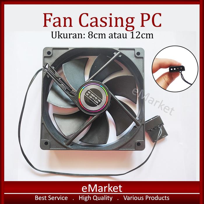 Fan Casing PC 8cm 12cm Hitam / Kipas Case CPU Cooler Standart Pendingin