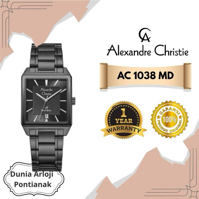 [dunia arloji pontianak] ac 1038 jam tangan mewah petak alexandre christie Pria Quartz Stainless Wat