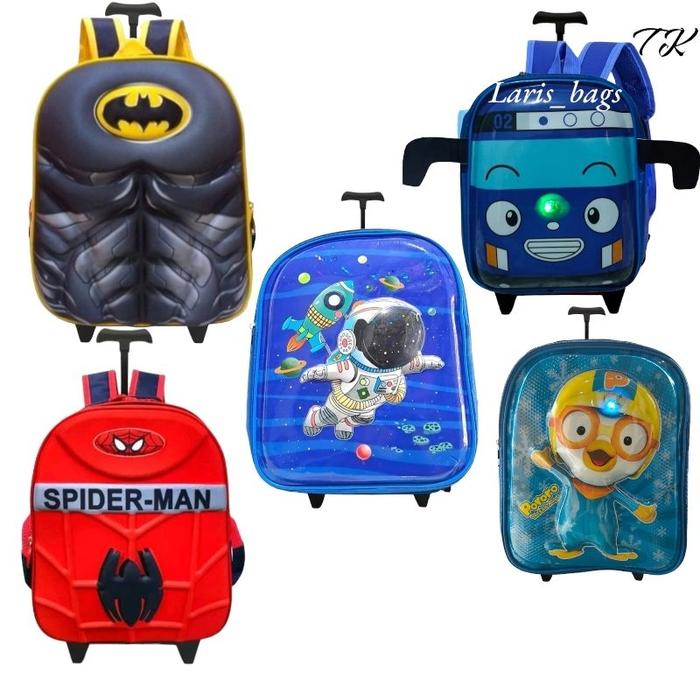 tas sekolah troli/tas tayo troli/tas batmen troli/tas spiderman troli/tas capten troli/tas astronot 