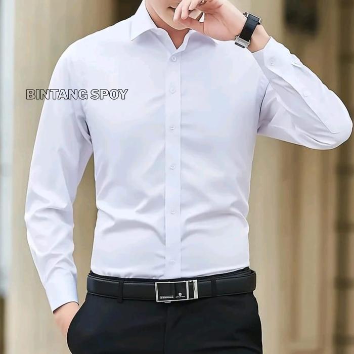 Kemeja ALISAN Polos Pria Lengan Panjang Premium - Kemeja Polos Slimfit Lengan Panjang Motif Nyaman -