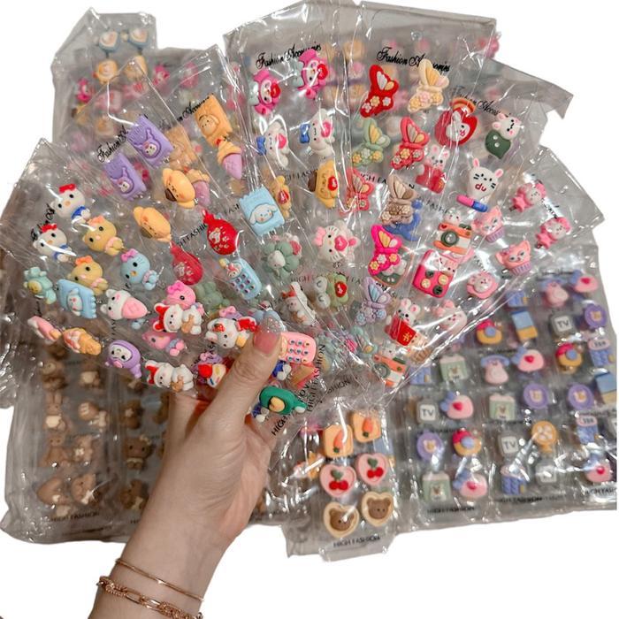 High Fashion 1 Lusin 12PCS Pin Dagu Bros Clay Resin Mini Peniti Kecil Imut Karakter Anak Lucu Warna 