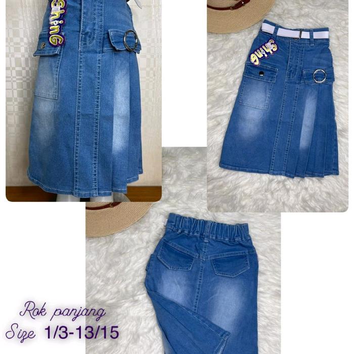 ROK JEANS PANJANG KANTONG REMPEL // ROK ANAK PEREMPUAN LUCU USIA 2-12 TAHUN