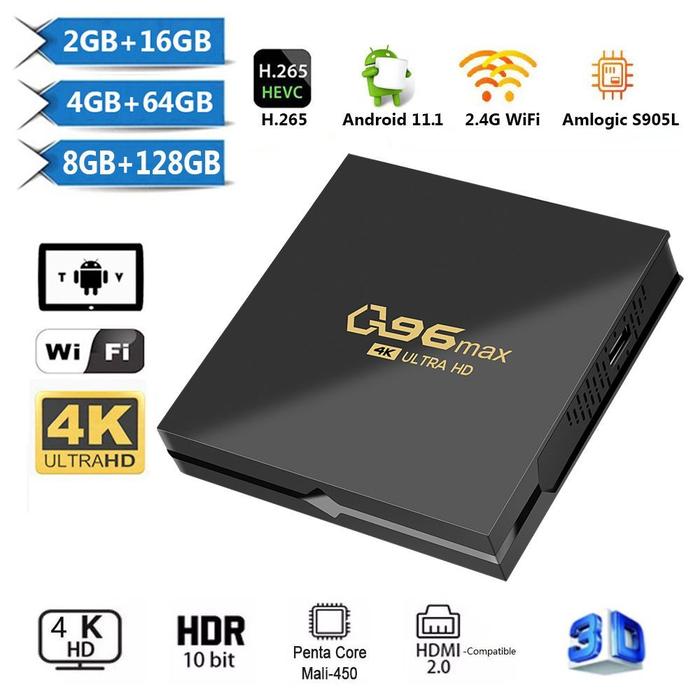 Q96 MAX Android 10 Internet TV Set-top Box AmLogic Jingchen 4K TV Box