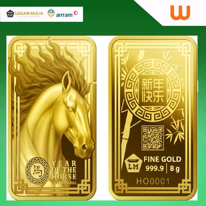 Logam Mulia Emas Shio Antam 8 gram Gift Series Imlek Year of Horse (Tahun Kuda)