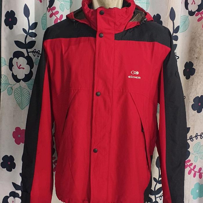 EIDER Jaket Outdoor GORETEX Merah Hitam Waterproof Windproof Breathable untuk Aktivitas Luar Ruangan
