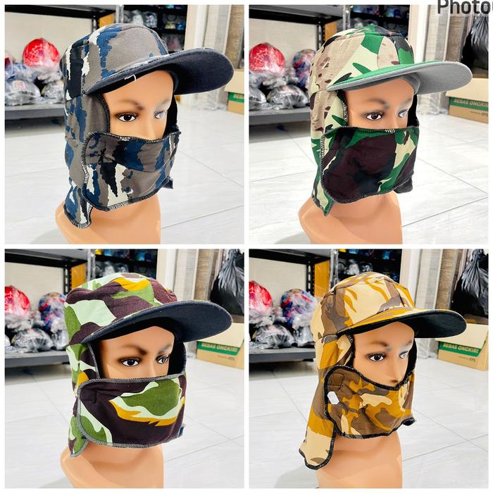 Topi Pancing Jepang Pria Masker Motif Army Loreng