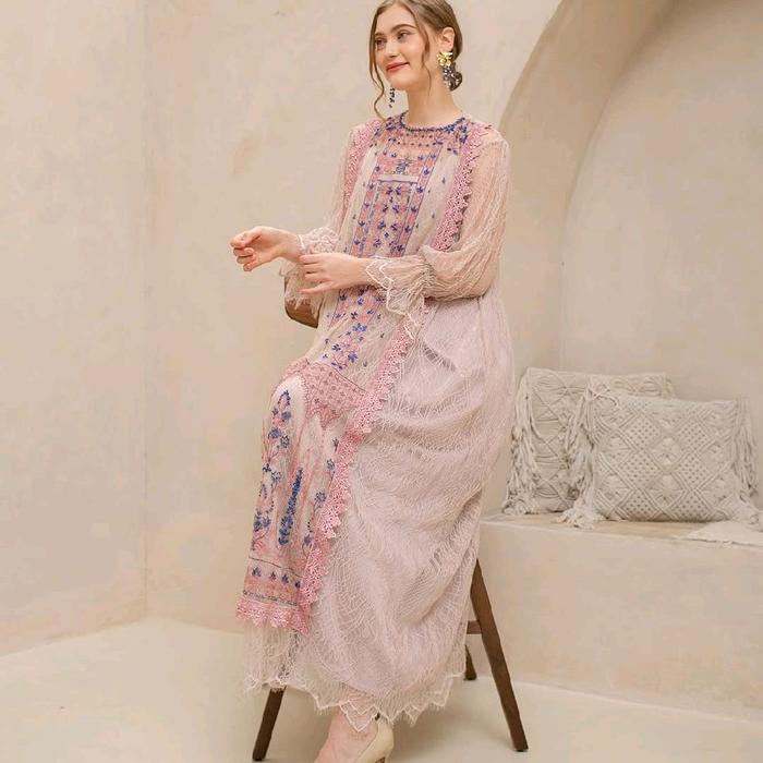 Dress Pink - Gamis Pink - Gaun Pink - Dress Dusty Pink - Dusty Pink - Dress Pesta - Dress Premium - 
